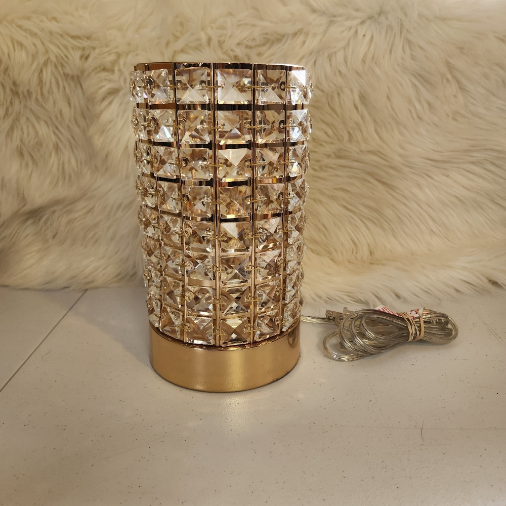 Gold Crystal Diamond Type Desk Lamp Shade Vanity Bedroom Light Home Decor Luxury - Picture 2 of 11